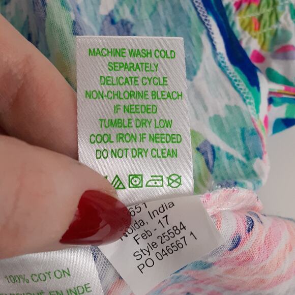 Lilly Pulitzer Essie Top Smocked Tank Top Dive In Multi Womens XL Sleeveless - Picture 6 of 9